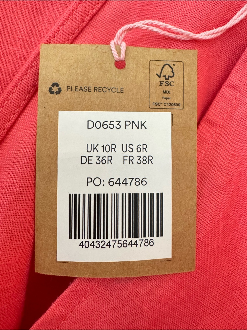 NWT Boden Coral Pink Linen Kaftan Maxi Dress in Coral Sunset, Size 6 - Picture 15 of 16